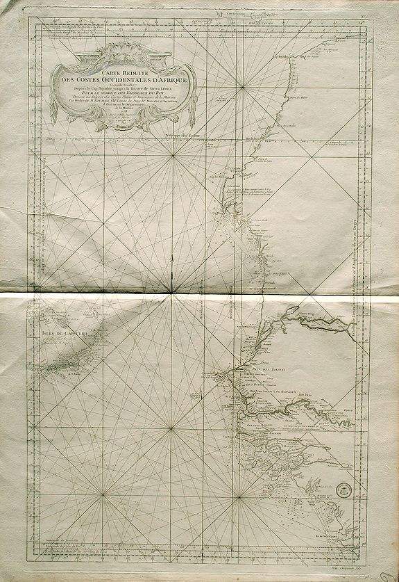 BELLIN, J.N., Carte Reduite d'une Partie des Costes Occidentales d'Afrique, Seconde Feuille, depuis le Cap Bojador jusqu'ala Riviere de Sierra Leona., antique map, old maps