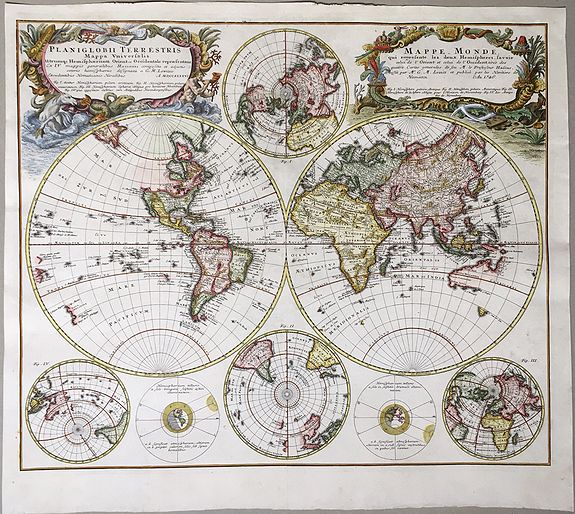 HOMANN HEIRS., Planiglobii - Terrestris Mappa Universalis. . . Mappe Monde., antique map, old maps