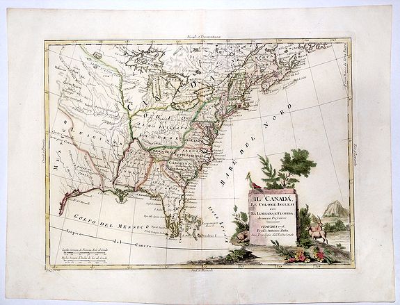 ZATTA, Antonio., IL CANADA Le Colonie Inglesi Con La Luiglana e Florida. Di nuova Projezione., antique map, old maps
