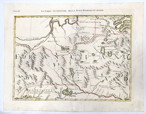 ZATTA, Antonio., LA PARTE OCCIDENTALE DELLA NUOVA FRANCIA O CANADA (Fogl. II.), antique map, old maps