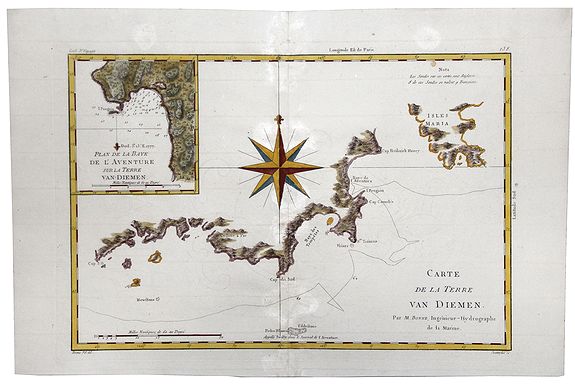 BONNE, R., Carte de la Terre VAN DIEMEN., antique map, old maps