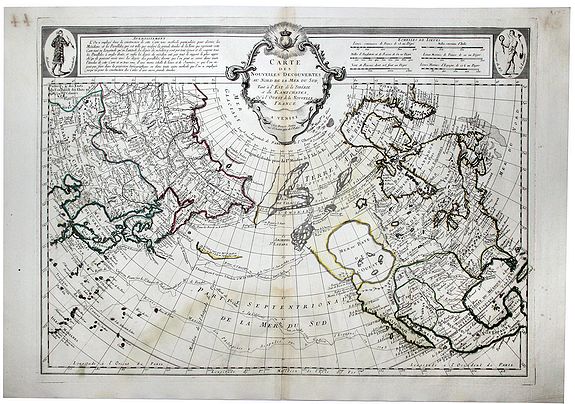 SANTINI, P. / REMONDINI, M., CARTE des Nouvelles Decouvertes au Nord de la Mer du Sud, Tout a l'Est de la Siberie et du Kamtchatka. . . , antique map, old maps