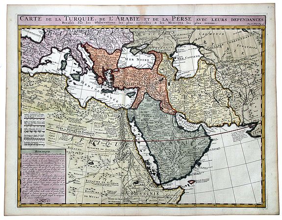 CHATELAIN, Henri Abraham., CARTE de la TURQUIE, de l'ARABIE et de la PERSE avec leurs dependances., antique map, old maps