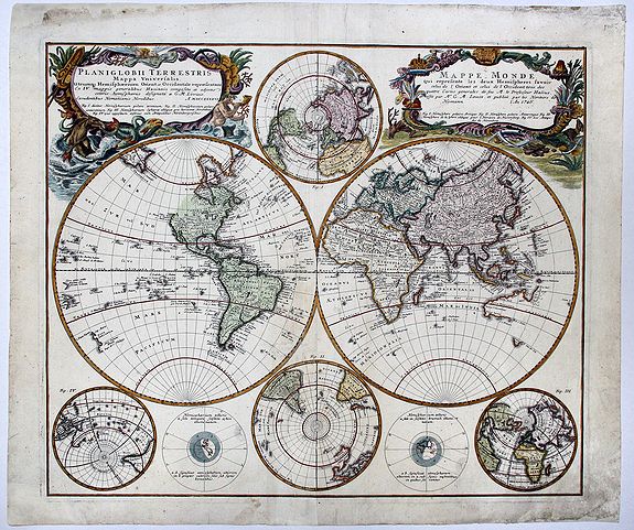 HOMANN HEIRS, Planiglobii Terestris ... / Mappe Monde..., antique map, old maps