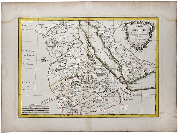 LATTRE, Jean., NUBIE et ABISSINIE. Projettee et assujettie aux observations Astronomiques., antique map, old maps