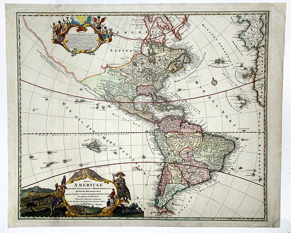 HOMMAN, J. B., Totius AMERICAE Septentrionalis et Meridionalis novissima represestatio quam ex fingulis. . ., antique map, old maps