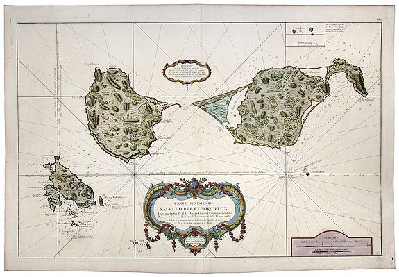 BELLIN, J.N., Carte des Isles de Saint Pierre et Miquelon. . . , antique map, old maps