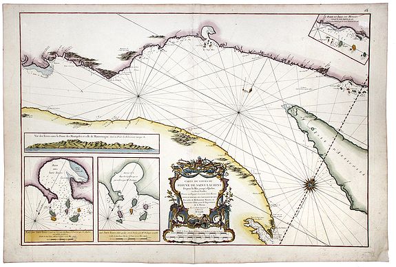 BELLIN, J.N., Carte du Cours du Fleuve de Saint Laurent. Depuisla Mer jusqu'a Quebec en Deux feuilles . . ., antique map, old maps