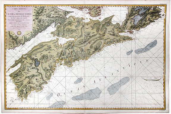 BELLIN, J.N. / DE SARTINE, M., Carte Reduite de L'Acadie ou Nouvelle Ecosse. Comprenant une partie de l'ile Royale de l'ile St. Jean et du Canada., antique map, old maps
