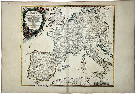 VAUGONDY, Robert de., Imperium CAROLIMAGNI Occidentis Imperatoris., antique map, old maps
