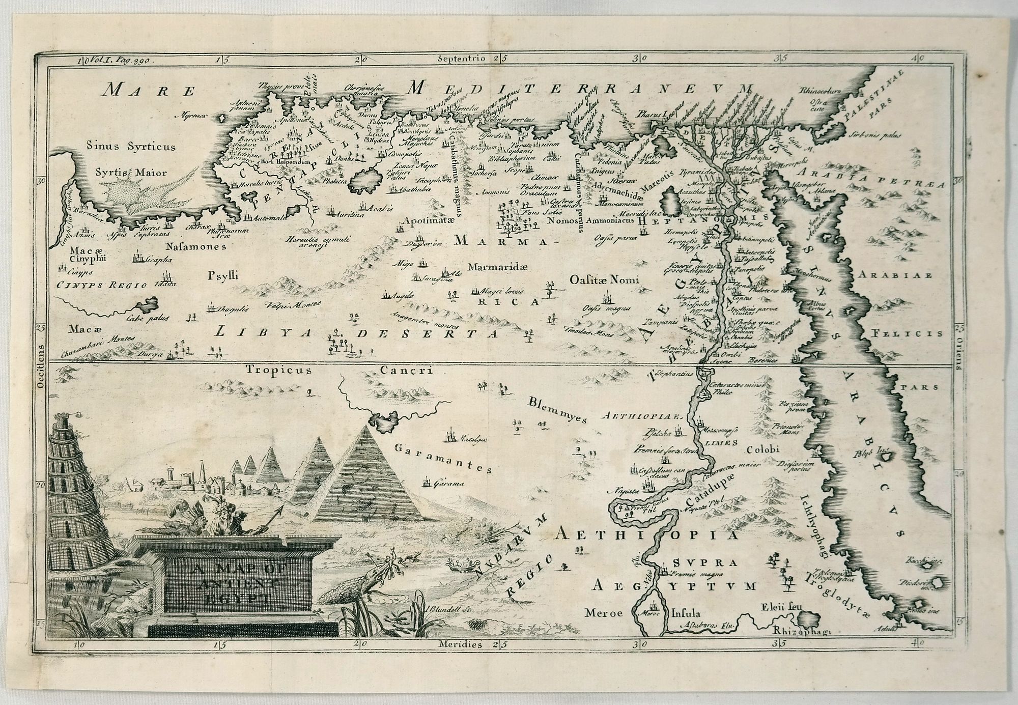 CELLARIUS, A., A Map of Ancient Egypt., antique map, old maps