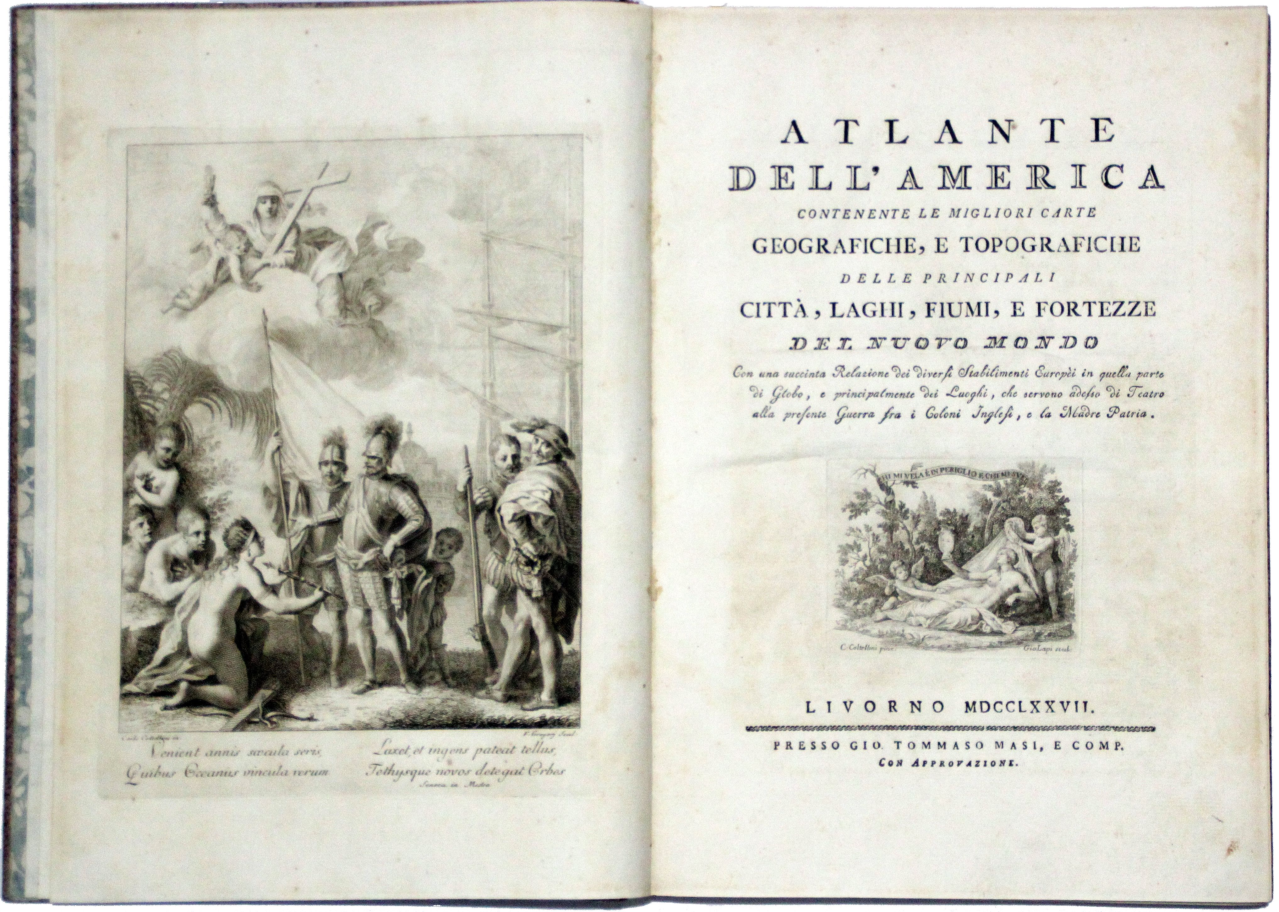 MASI, Giovanni Tommasso., Atlante dell'America contenente le migliori carte geografiche, e topografiche delle principali citta. . ., antique map, old maps