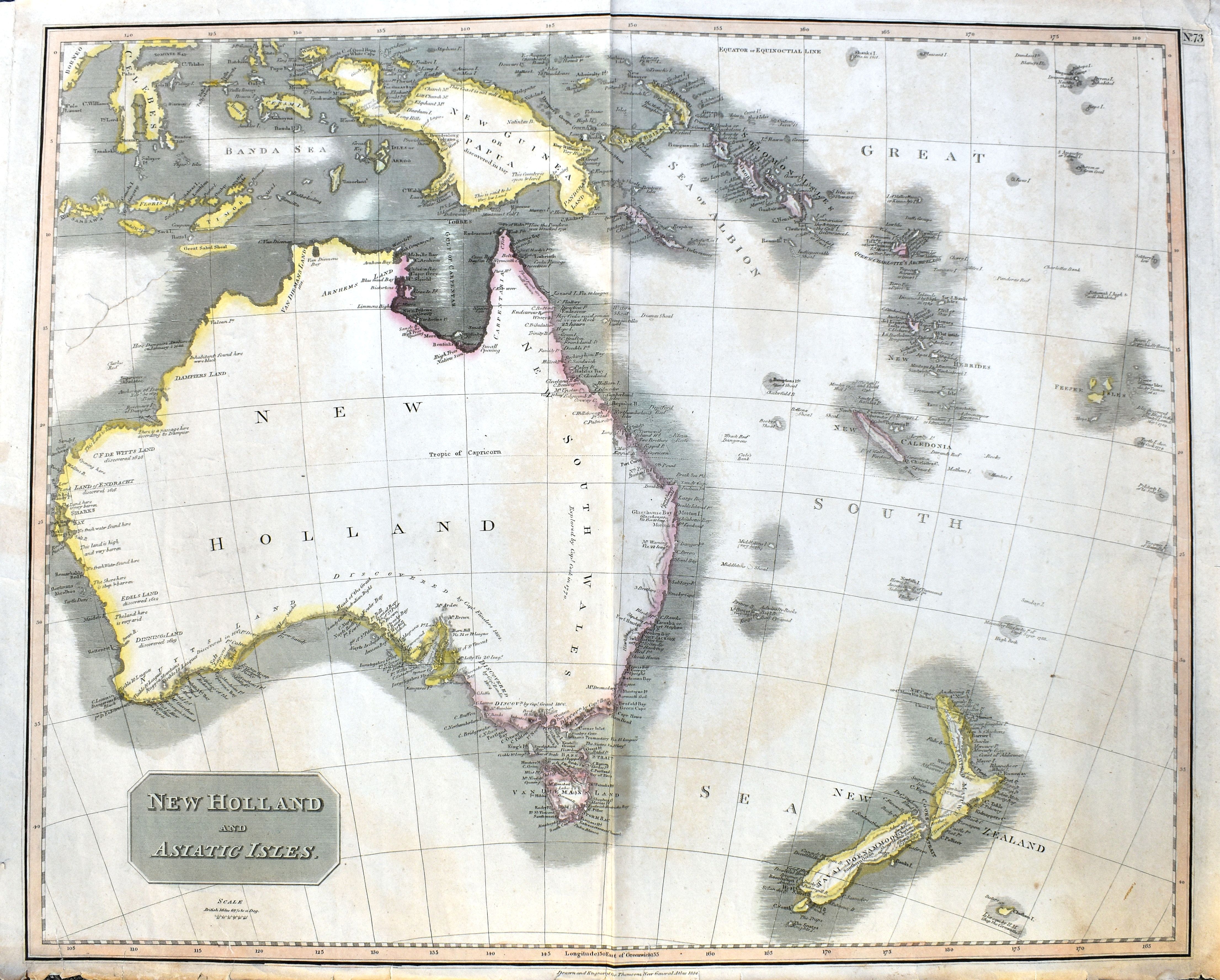 THOMSON, J., New Holland and Asiatic Isles., antique map, old maps