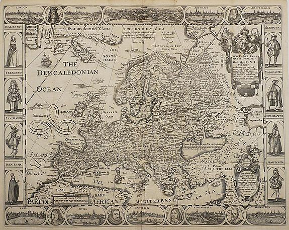 WALTON, R., A New Plaine and Exact Map of Europe..., antique map, old maps