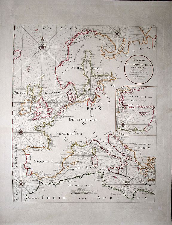 SCHRAEMBL, F. A. , Uebersicht der Europaeischen Seeküsten verfasst von Herrn Caington Bowles. . ., antique map, old maps