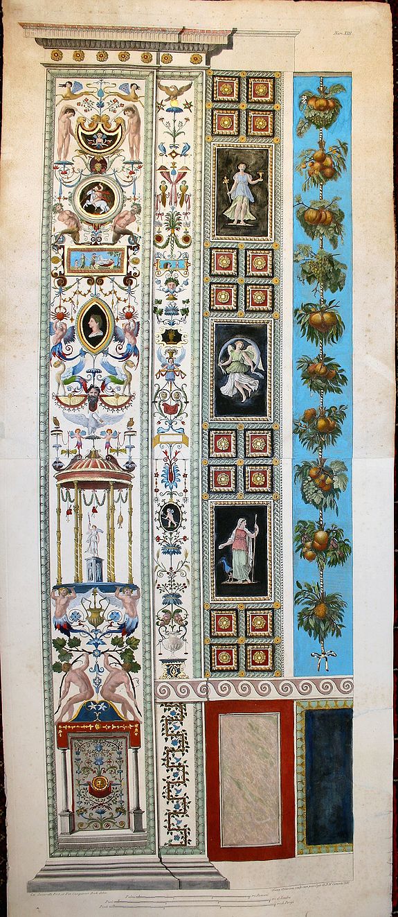 OTTAVIANI, G. / Volpato G., Decorative pilaster with fruit, flowers, mythological figures and endrils., antique map, old maps