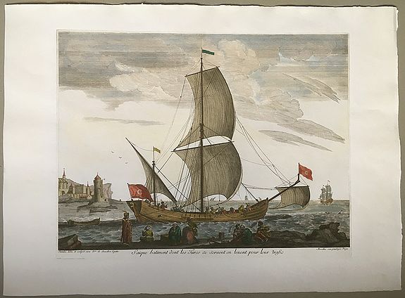 RANDON, Charles, after Henri Sbonski de Passebon., Saique bâtiment dont les Turcs se servent en tenant pour leur trafic., antique map, old maps