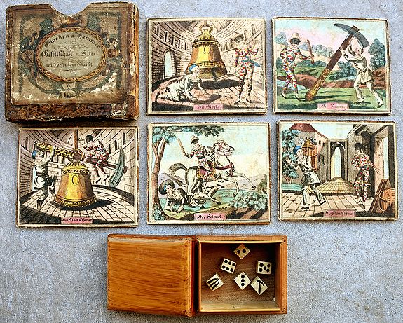 ANONYMOUS., Glocken u. Hammer ein Gesellschafts = Spiel mit besondere Würfel., antique map, old maps