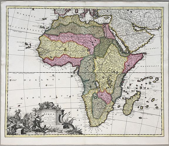 VALK, Gerard and Leonardo., Africa - Maurô percussa Oceanô, Niloque admota tepenti., antique map, old maps