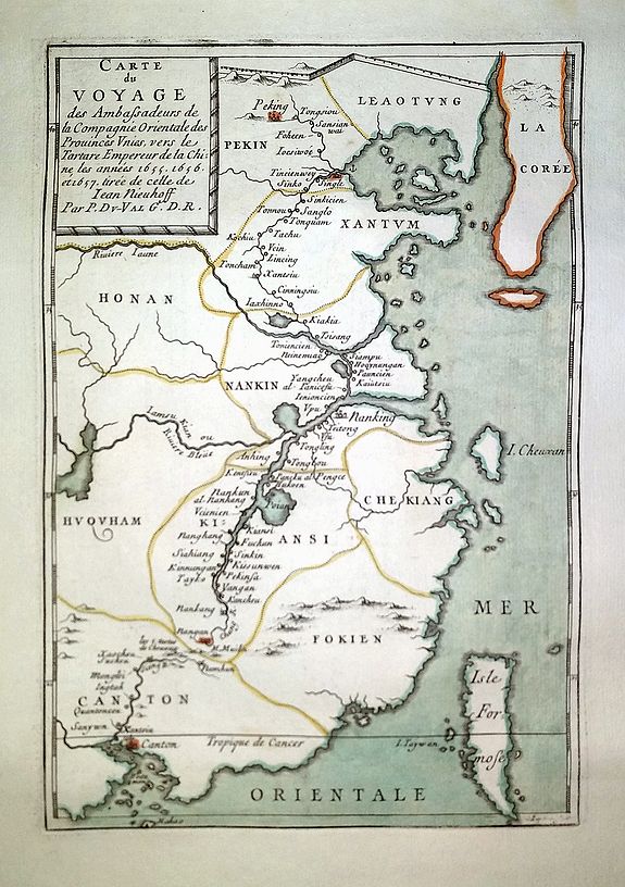 DU VAL, P. , Carte du Voyage des Ambassadeurs de la Compagnie Orientale des Provinces Unies, vers le Tartare Empereur de la Chine. . ., antique map, old maps