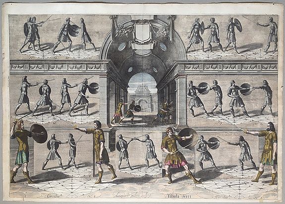 QUEBORN, Chrispijn van. , Fencing: from: Gerard Thibault, The Academy of the Sword., antique map, old maps