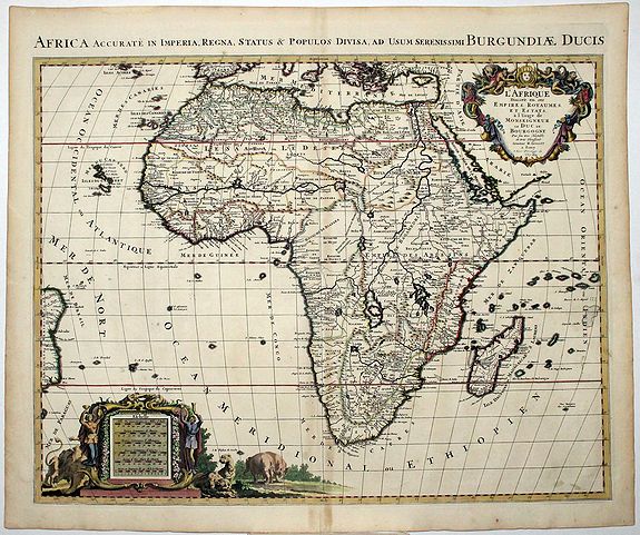 JAILLOT, A-H., AFRICA Accurate en Imperia, Regna, Status & Populos Divisa, ad Usum Seremosso,o BURGUNDIAE DUCIS., antique map, old maps