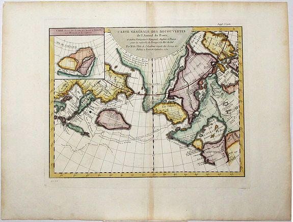 DE L'ISLE / DIDEROT, D., Carte Generale des Decouvertes de l'Amiral de Fonte, . . (Explorers), antique map, old maps