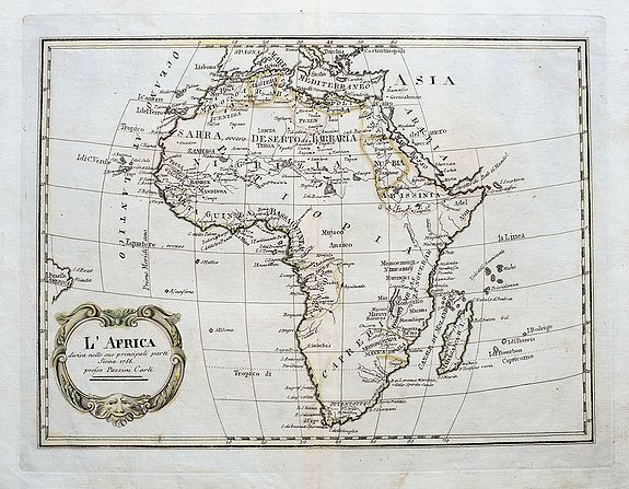 PAZZINI, C., L'Africa divisa nelle sue principali parti., antique map, old maps