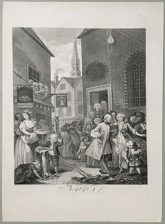 HOGARTH, William (after), Four Times of the Day., antique map, old maps