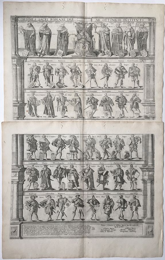 ORTELIUS, Abraham, after WIERINX, Gerard, Ordines Sacri Romani Imp: Ab Ottone III Instituti (Electors of the Holy Roman Empire)., antique map, old maps