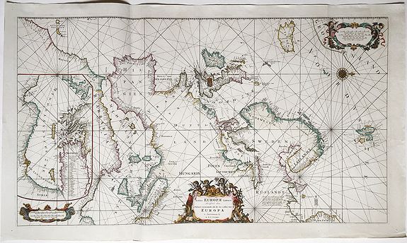 OTTENS, Reiner & Josua., Totius Europae Littora ... Pascaert vertoonende alle de See-Custen van Europa., antique map, old maps