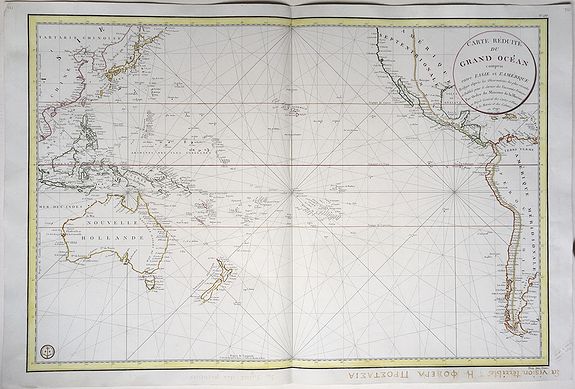Depot-General de la Marine., Carte réduite du Grand Ocean compris entre l'Asie et l'Amérique., antique map, old maps