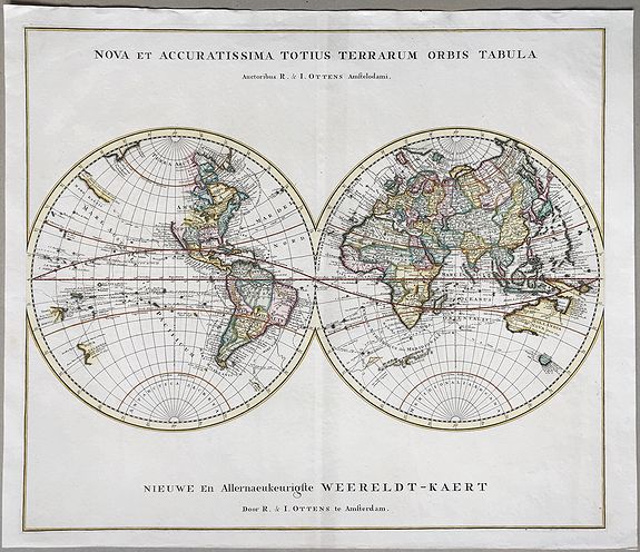 OTTENS, R. & I., NOVA ET ACCUTATISSIMA TOTIUS TERRARUM ORBIS TABULA - Nieuwe En Allernaeukeurigste WEERELDT-KAERT, antique map, old maps