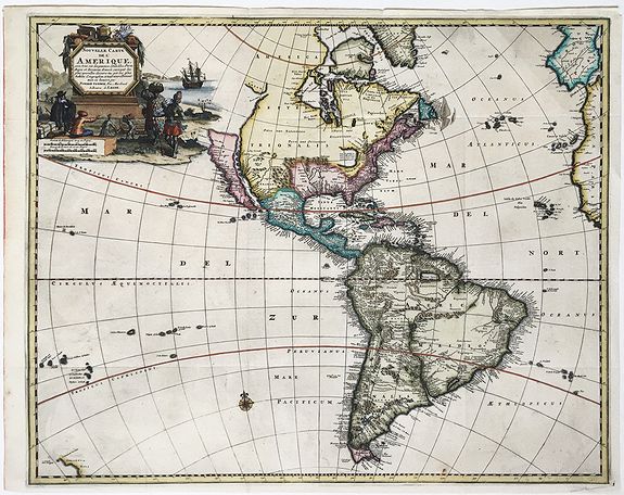 AA, Pieter van der. , Nouvelle Carte de L' Amerique., antique map, old maps