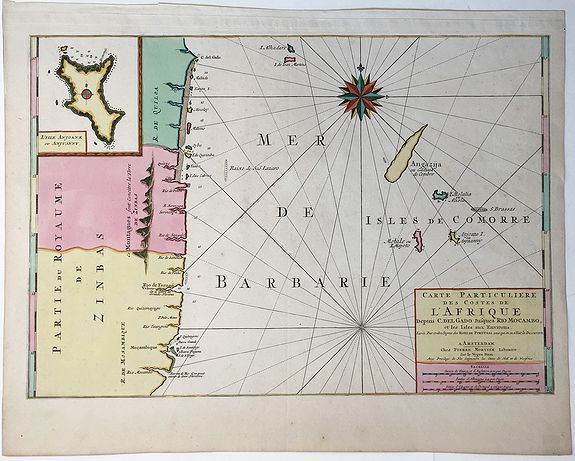 MORTIER, Pierre., Carte Particuliere Des Costes De L'Afrique Depuis C.Del Gado Jusques Rio Mocambo., antique map, old maps