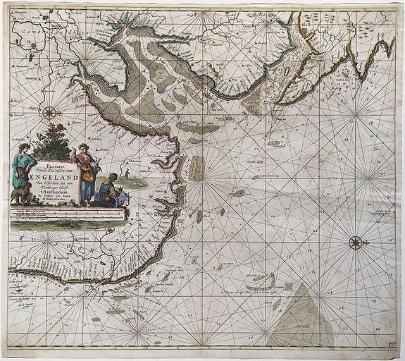 KEULEN, Johannes van., Pas-caert Vande Zee-custen van Engeland., antique map, old maps