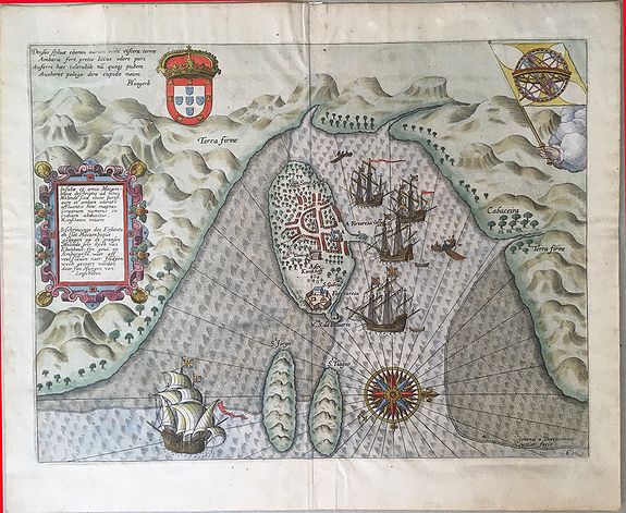 DOETECHUM, J.B. à, after LINSCHOTEN., Insulae et arcis Mocambique descriptio ad fines Melinde., antique map, old maps