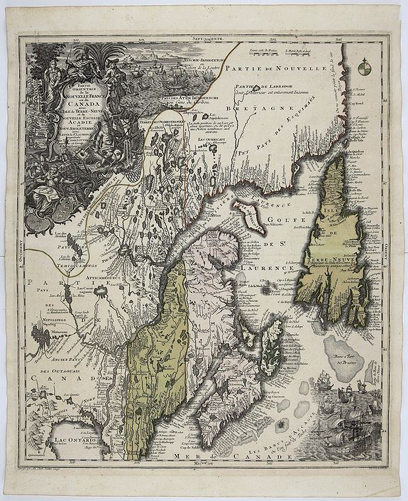 LOTTER, M. A., Partie Orientale de la Nouvelle France ou du Canada. . ., antique map, old maps
