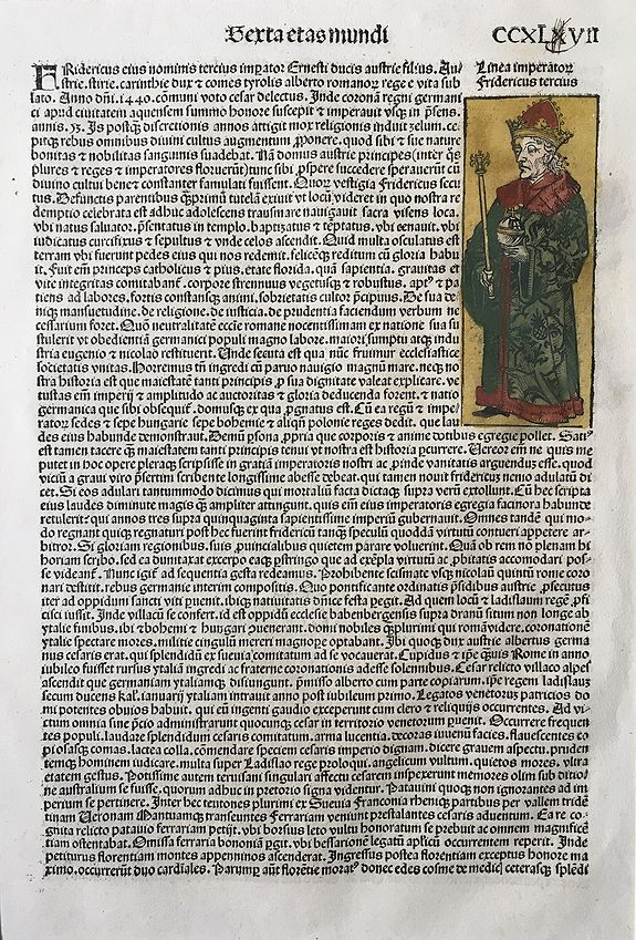 SCHEDEL, Hartmann, WOLGEMUT, Michael, PLEYDENWURFF, Linea imperator fridericus tercius., antique map, old maps