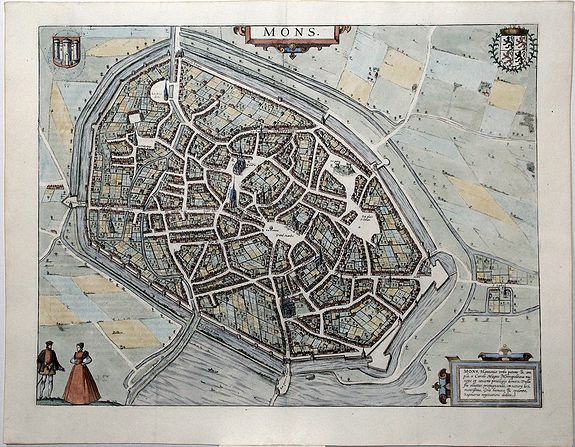 BRAUN, G. / HOGENBERG, F., Mons, Hannonia Urbs PotenS & Ampla. . ., antique map, old maps