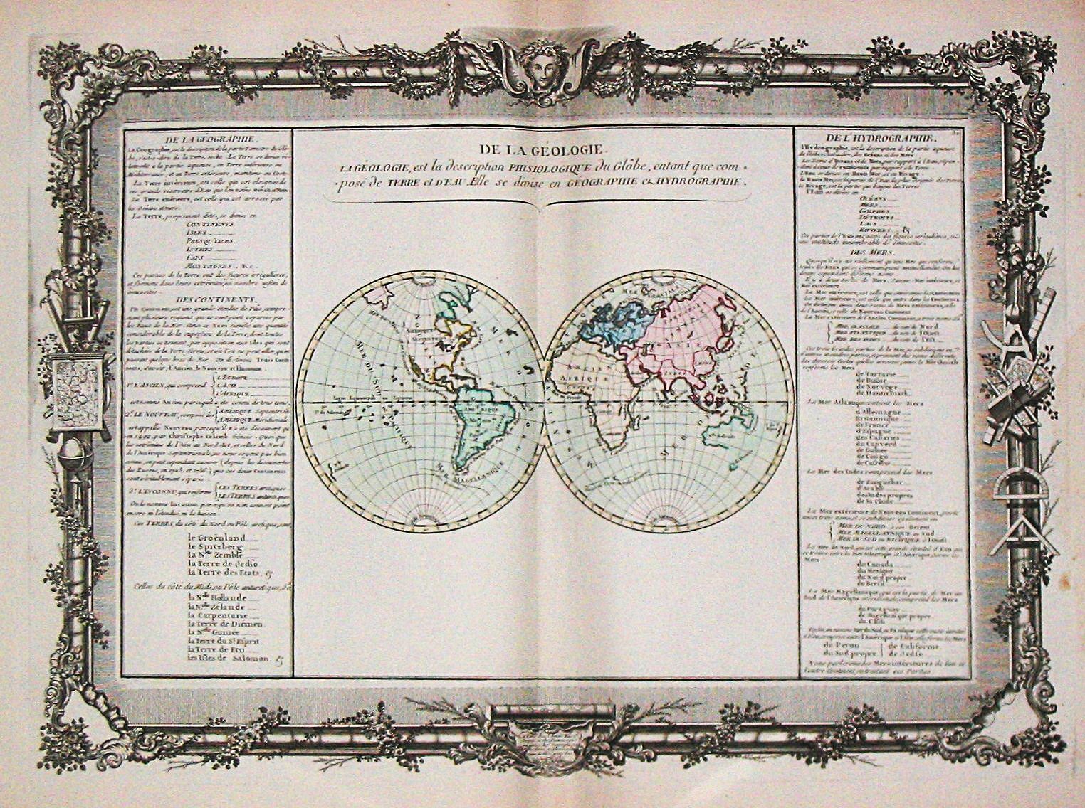 Buy de Mornas, C, A map depicting the world in two hemispheres. Claude Buy de Mornas, antique map, old maps
