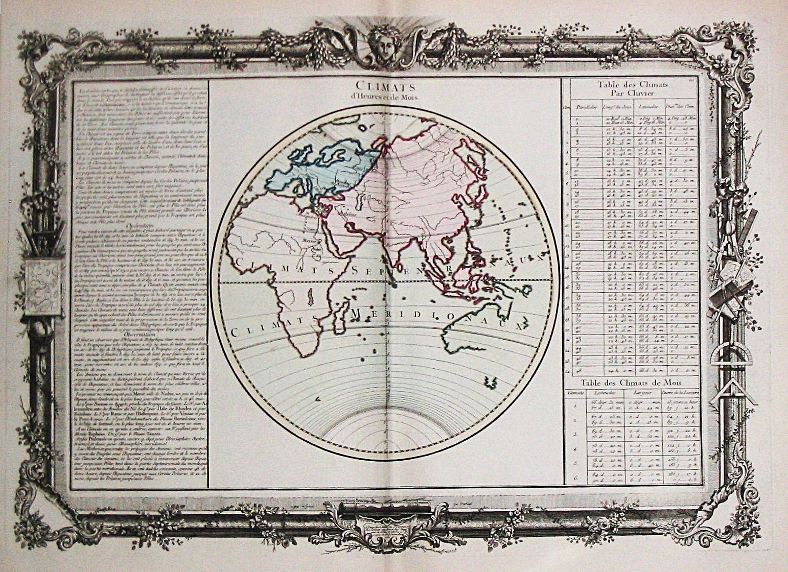 Claude Buy de Mornas., Climats d'Heures et de Mois., antique map, old maps
