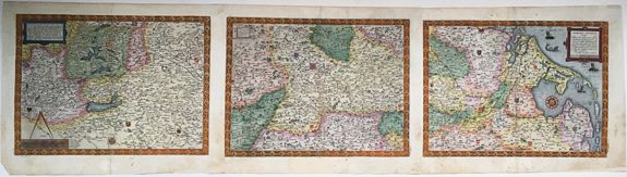 DE JODE, Gerard., Tractus Rheni Tabula: prima, secunda, tertia tabula I-III., antique map, old maps