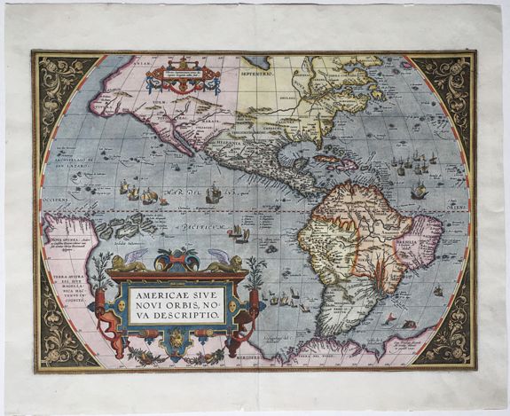 ORTELIUS, Abraham., Americae sive Novi Orbis, Nova Descriptio., antique map, old maps
