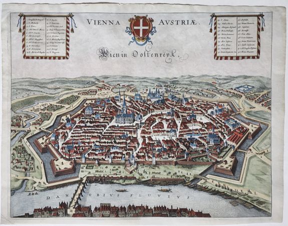 JANSSONIUS, Johannes., Vienna Austriae / Wien in Oostenrijk., antique map, old maps