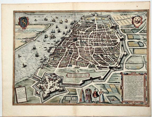 BRAUN, G. / HOGENBERG, F., Anverpia, nobile in Brabantia oppidum, ... (Antwerp), antique map, old maps
