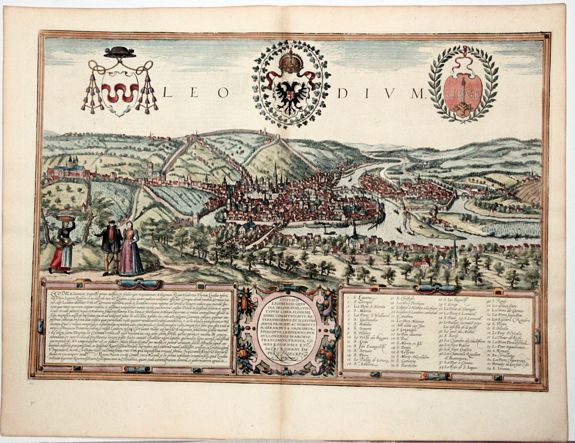 BRAUN, G. / HOGENBERG, F., Leodium. (Luik or Liège), antique map, old maps