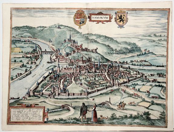 BRAUN, G. / HOGENBERG, F., Namurcum, Elegantissima ad Mosae Flume Civitas. (Namur), antique map, old maps