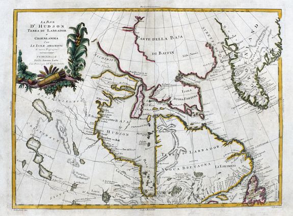 ZATTA, A., La Baja d' Hudson terra di Labrador e Groenlandia...., antique map, old maps