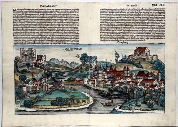 SCHEDEL, Hartmann., Salczburga. (Salzburg), antique map, old maps